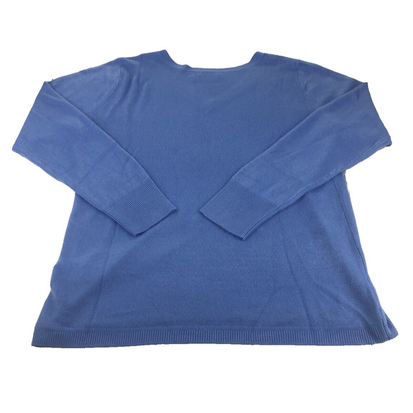 Croft & Barrow Women's Sweater V-Neck Pullover Large Long sleeve Blue 73277 - Picture 2 of 13